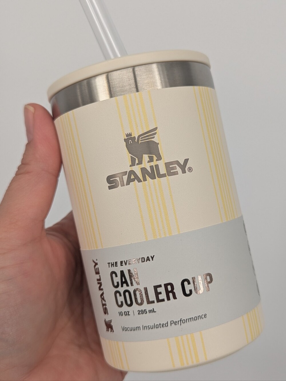 New Stanley The Everyday Slim Can Cooler Cup yellow Cream Picnic Stripe 2026